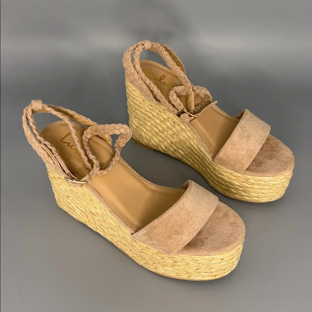 Lulus | Sz 7.5 Braided Espadrille Platform‎ Wedge Sandals